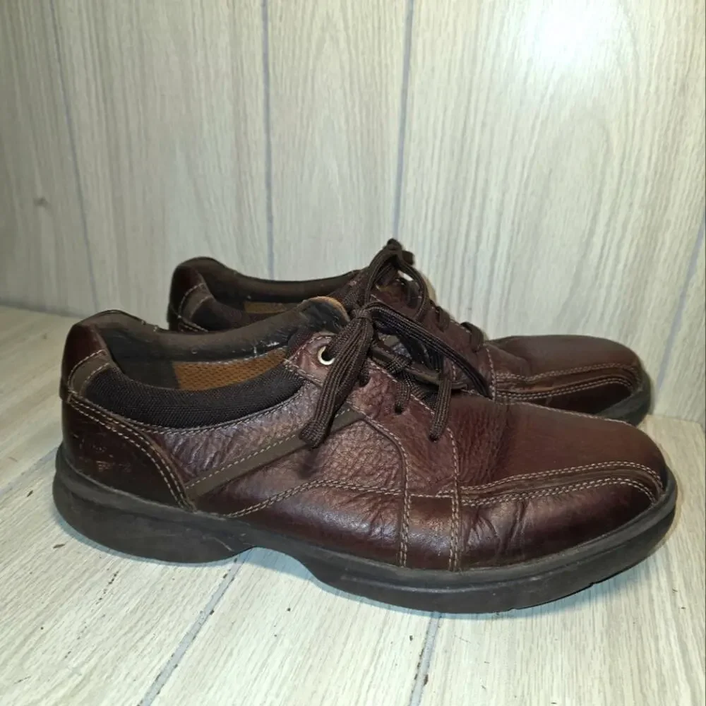Clarks Mens Bradley Walk Oxford Brown Leather Shoes Sz 12 Business Casul Read